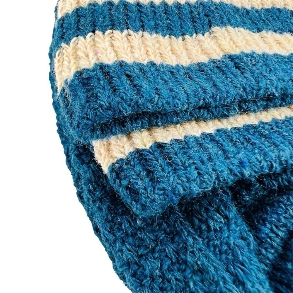 Tutu-Anna Socks Womens Ankle Knit Blue with Cream Stripes Japan Japanese New NWT